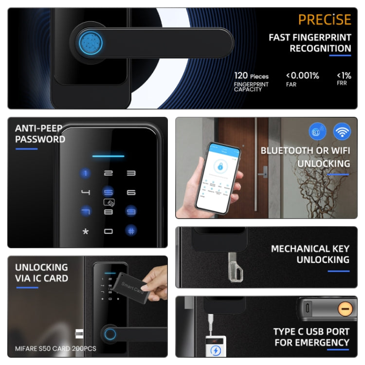 C89 Smart Fingerprint Password Lock Home Indoor Door TUYA System Lock, C89 Black, C89 Silver C89 Smart Fingerprint Password Lock Home Indoor Door TUYA System Lock, C89 Black, C89 Silver